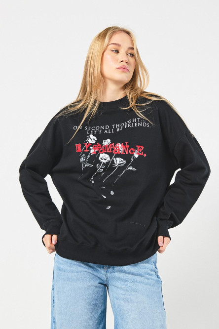 Buzo cuello con estampada en frente de My Chemical Romance para mujer.