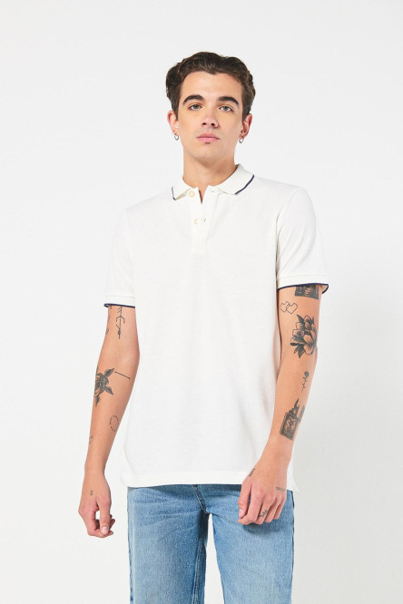 Camiseta Polo unicolor con cuello y puños tejido