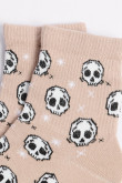 Medias cortas kakis con diseños de calaveras blancas