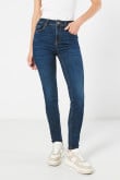 Jean ajustado jegging azul oscuro con tiro alto y bolsillos