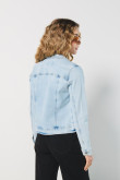 Chaqueta de jean slim azul clara con bolsillos delanteros