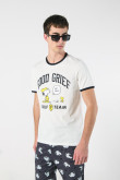 Camiseta crema de Snoopy con manga corta y contrastes