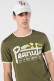 Camiseta manga corta verde de Snoopy con contrastes