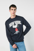 Buzo de Snoopy college azul intenso con cuello redondo