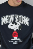 Buzo de Snoopy college azul intenso con cuello redondo