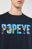 Camiseta azul intensa de Popeye con cuello redondo