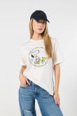 Camiseta unicolor para mujer manga corta estampada en frente de Snoopy