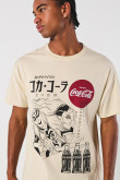 Camiseta kaki clara de Coca-Cola con cuello redondo