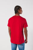 Camiseta cuello redondo college roja con bolsillo