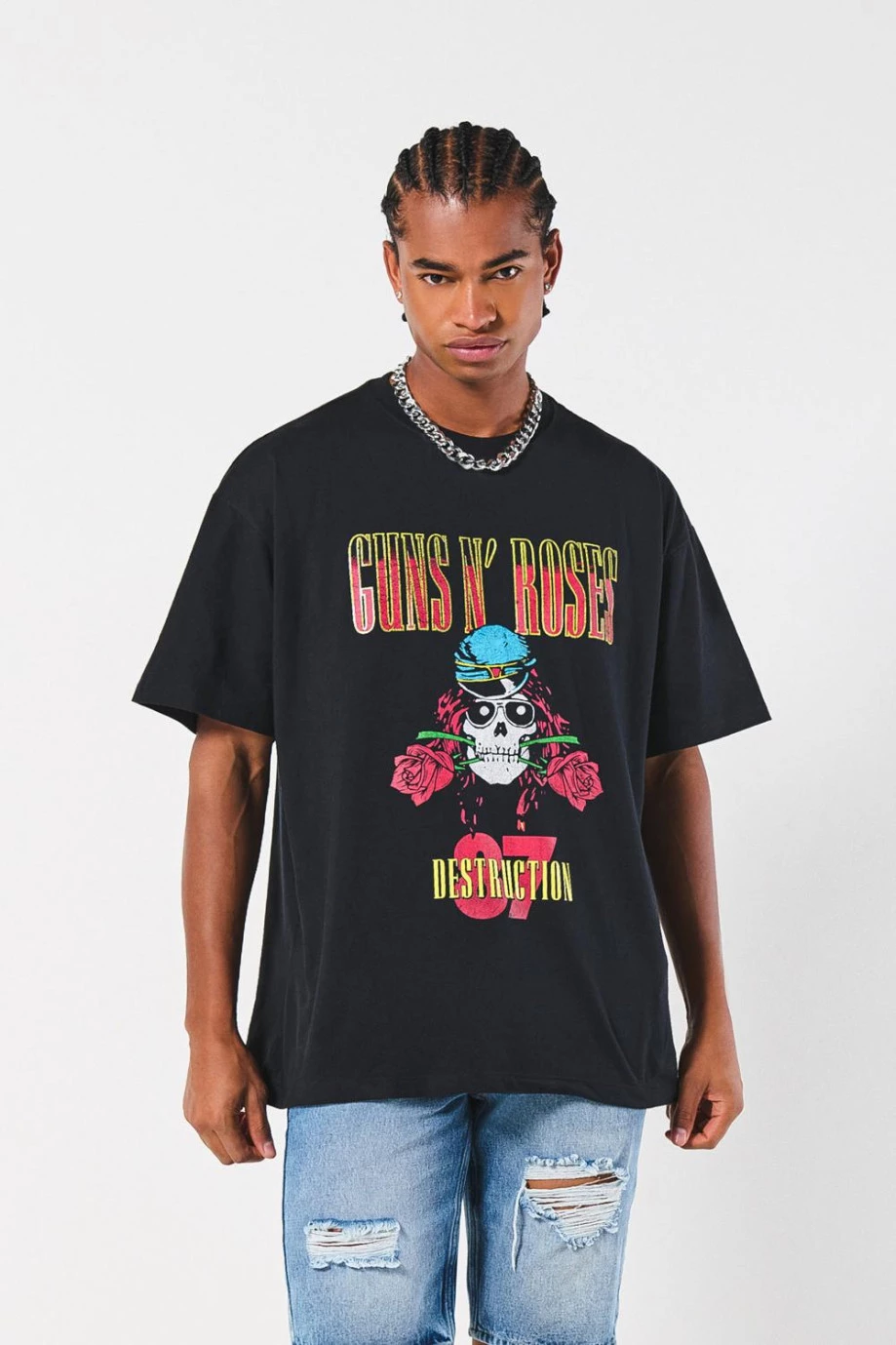 Camiseta de Guns N´ Roses oversize negra manga corta