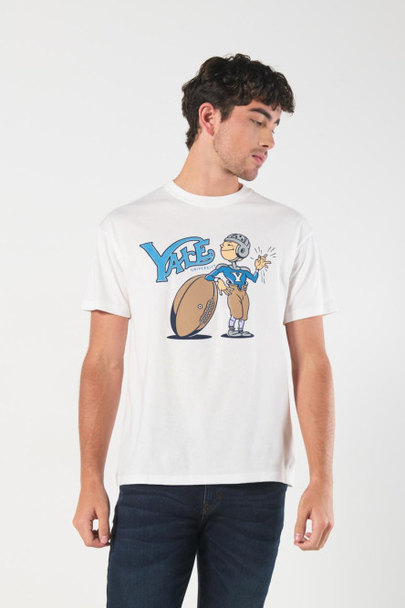 Camiseta de Yale University crema con manga corta