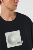 Camiseta unicolor manga corta con diseño de disco