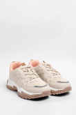 Tenis de plataforma kakis con detalles en relieve y cordones