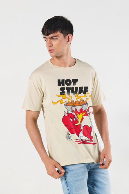 Camiseta kaki clara de Hot Stuff con manga corta