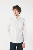 Camisa cuello button down manga larga en slim fit con mini print