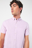 Camisa cuello button down manga corta en slim fit