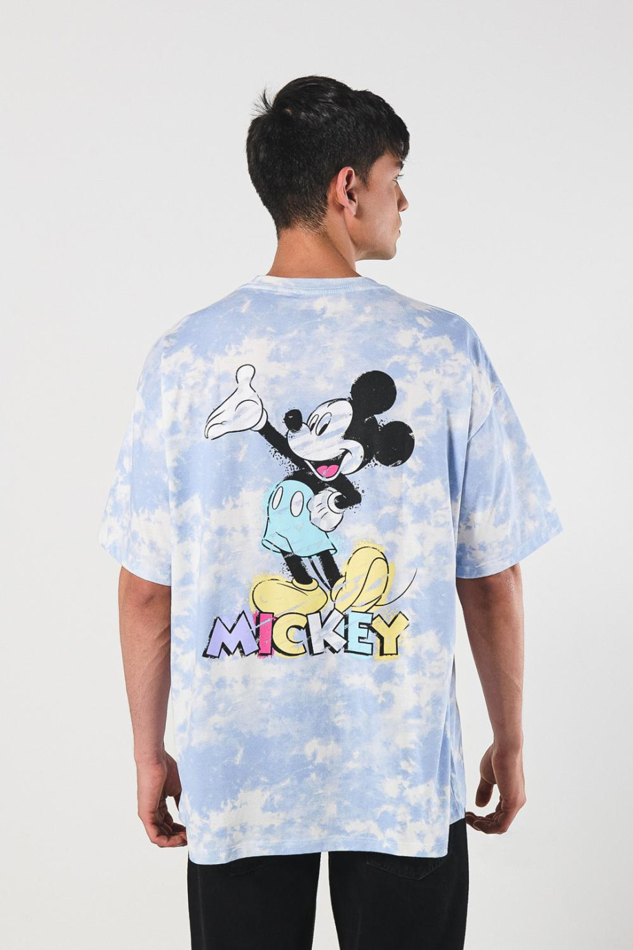 Camiseta manga corta crema tie dye oversize de Mickey