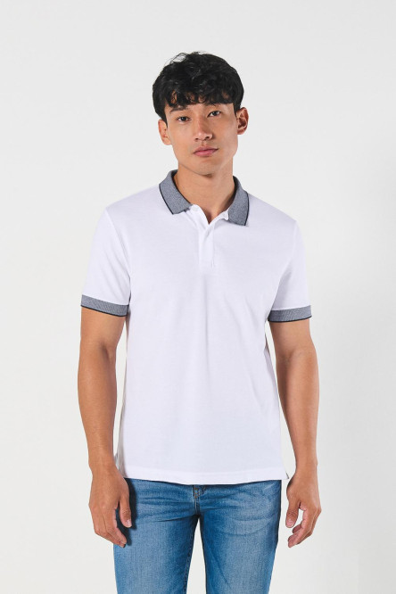 Camiseta Polo unicolor con cuello y puños tejido