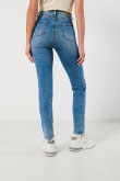 Jean azul claro jegging súper tiro alto con desgastes