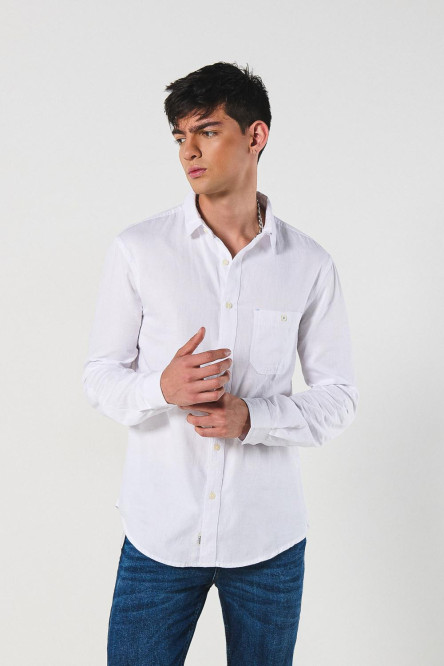 Camisa cuello sport collar manga larga en slim fit