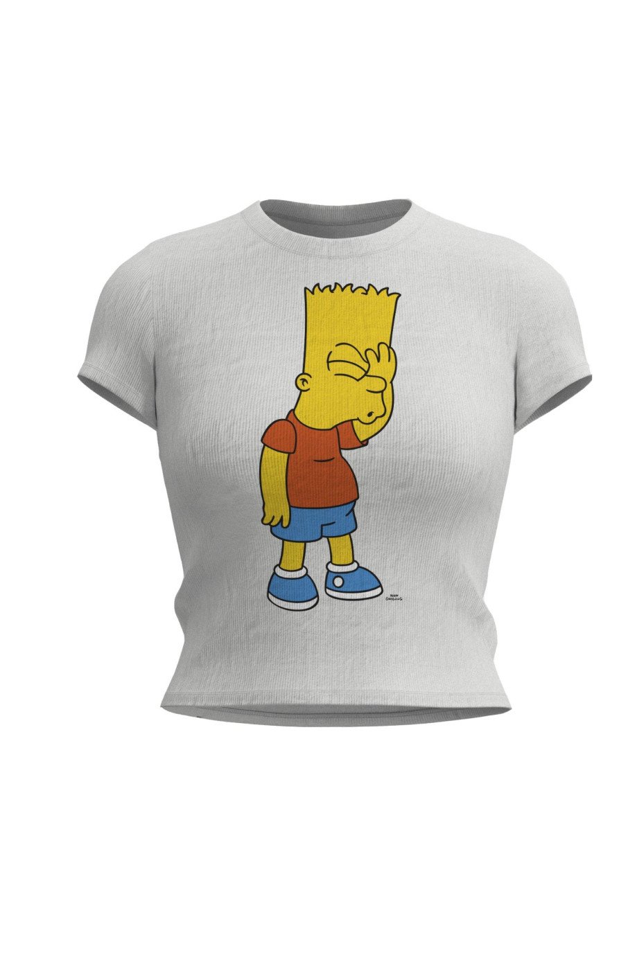 Camiseta crema en rib manga corta con diseño de Los Simpson