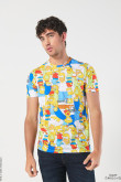 Camiseta manga corta con estampado en frente de Los Simpson