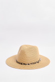 Sombrero fedora en color crema con adorno en contorno.