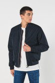 Chaqueta unicolor bomber acolchada con acabados en rib