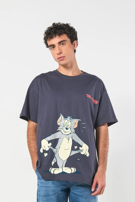 Camiseta manga corta con estampado en frente de Tom & Jerry