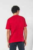 Camiseta college roja oscura en algodón con cuello redondo