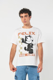 Camiseta crema clara de Félix el Gato con manga corta