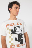 Camiseta crema clara de Félix el Gato con manga corta