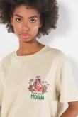 Camiseta unicolor para mujer manga corta estampada en frente de  Moana.