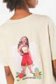 Camiseta unicolor para mujer manga corta estampada en frente de  Moana.