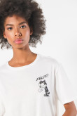 Camiseta unicolor para mujer manga corta estampada en frente de Felix el Gato.