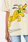 Camiseta kaki oversize manga corta con diseño de Pluto