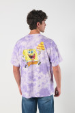 Camiseta oversize lila tie dye con diseños de Bob Esponja