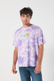 Camiseta oversize lila tie dye con diseños de Bob Esponja