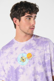 Camiseta oversize lila tie dye con diseños de Bob Esponja