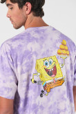 Camiseta oversize lila tie dye con diseños de Bob Esponja