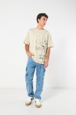 Camiseta kaki oversize de Mickey con cuello redondo