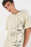 Camiseta kaki oversize de Mickey con cuello redondo