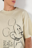 Camiseta kaki oversize de Mickey con cuello redondo