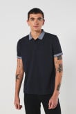 Camiseta unicolor polo con puños y cuello en contraste