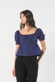 blusa-manga-aglobada-corta-con-recogido-en-cintura