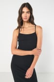 Vestido unicolor para mujer maxi sin mangass, en rib fit slim.