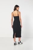 Vestido unicolor para mujer maxi sin mangass, en rib fit slim.