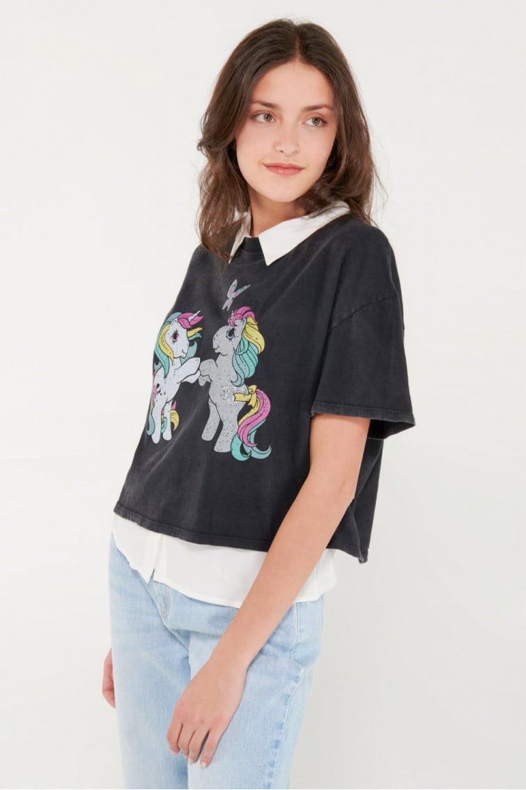 Camiseta gris intenso manga corta con estampados de My Little Pony