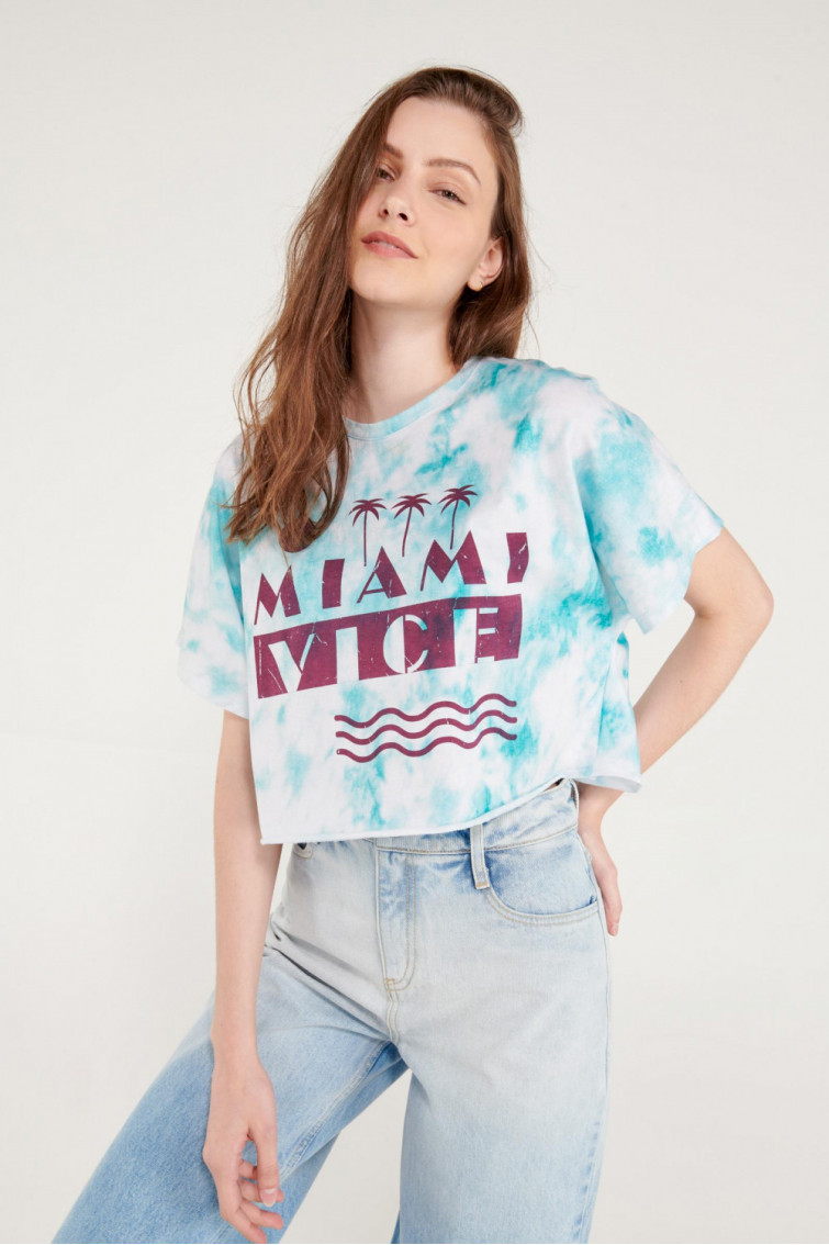 Camiseta manga corta TIe Dye, estampado de Miami Vice.