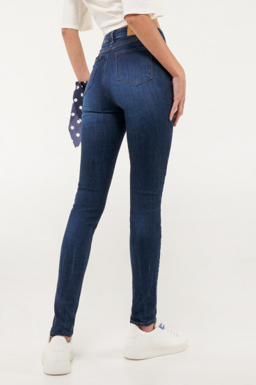 Jean jegging azul intenso con tiro súper alto, 5 bolsillos y ajuste ceñido